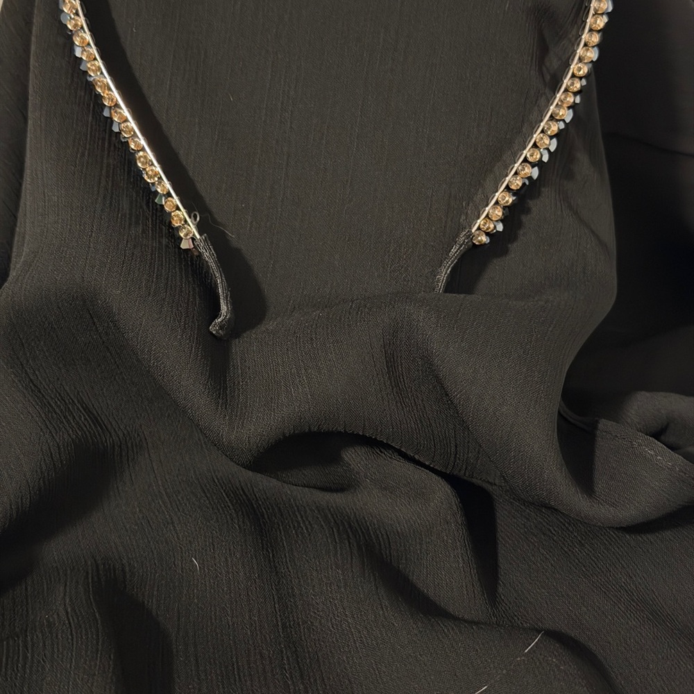 Gold and Black Beaded Crystal Headband for Women with Metal and Clear Accents
